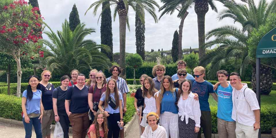 Group of students in Italy posing for a photo.